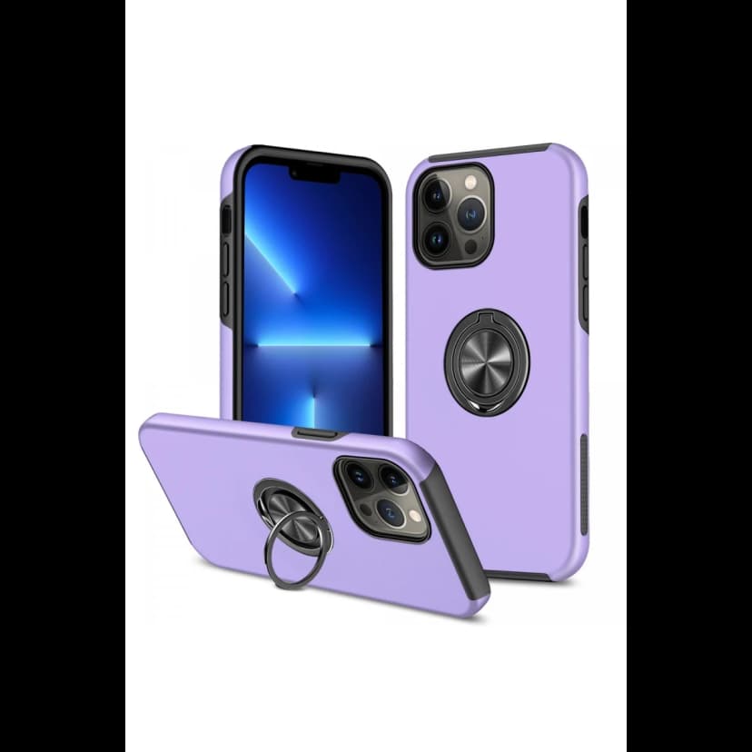 Newface Apple iPhone 13 Pro Max Kılıf Elit Yüzüklü Kapak - Mor