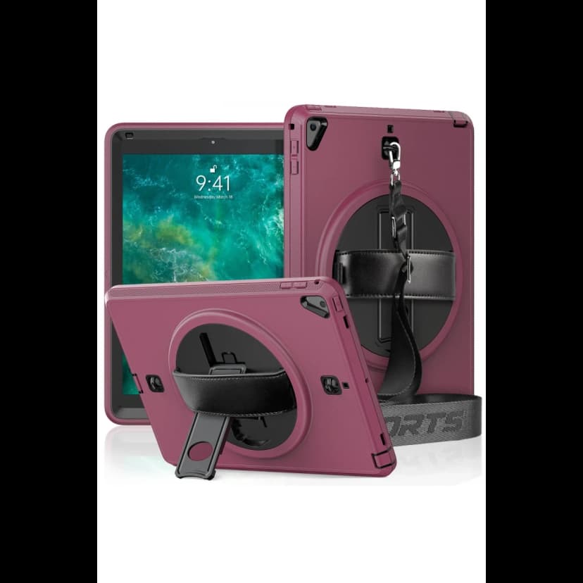 Newface Apple iPad 5 Air 9.7 Kılıf Strap-C Otterbox Tablet Kapak - Mürdüm