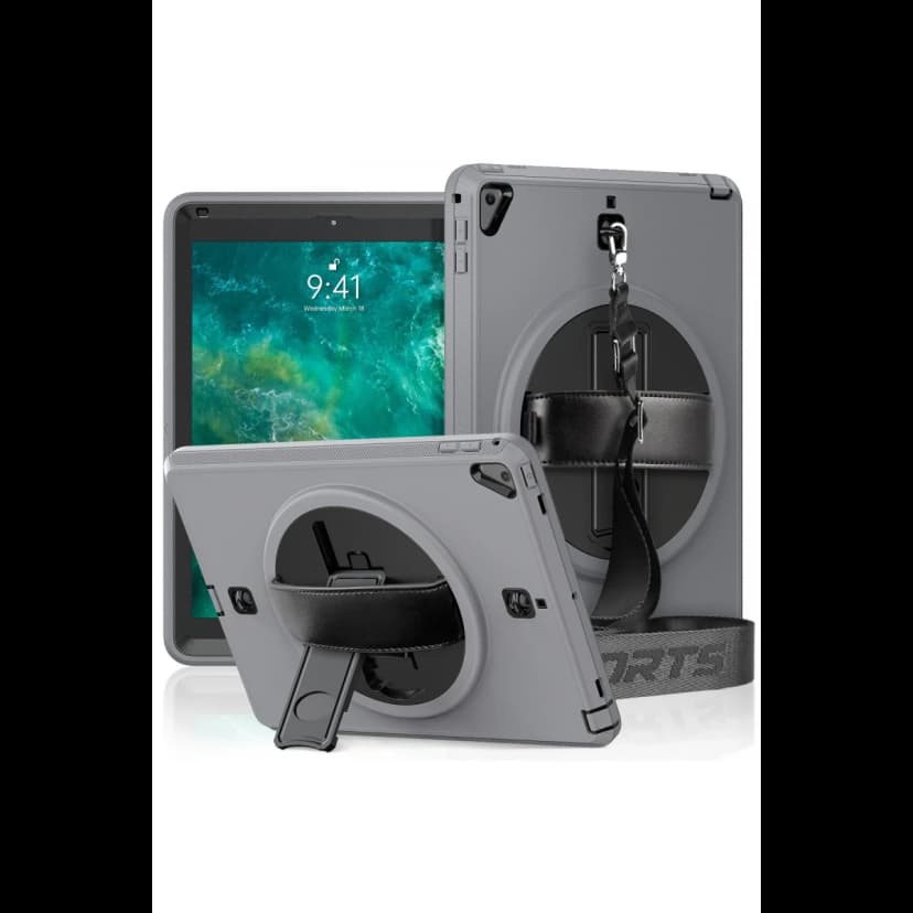 Newface Apple iPad 5 Air 9.7 Kılıf Strap-C Otterbox Tablet Kapak - Gri