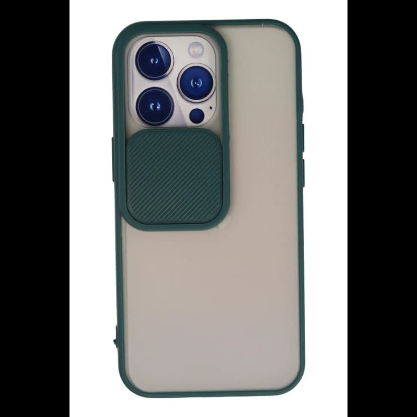 Newface Apple iPhone 13 Pro Kılıf Palm Buzlu Kamera Sürgülü Silikon - Yeşil