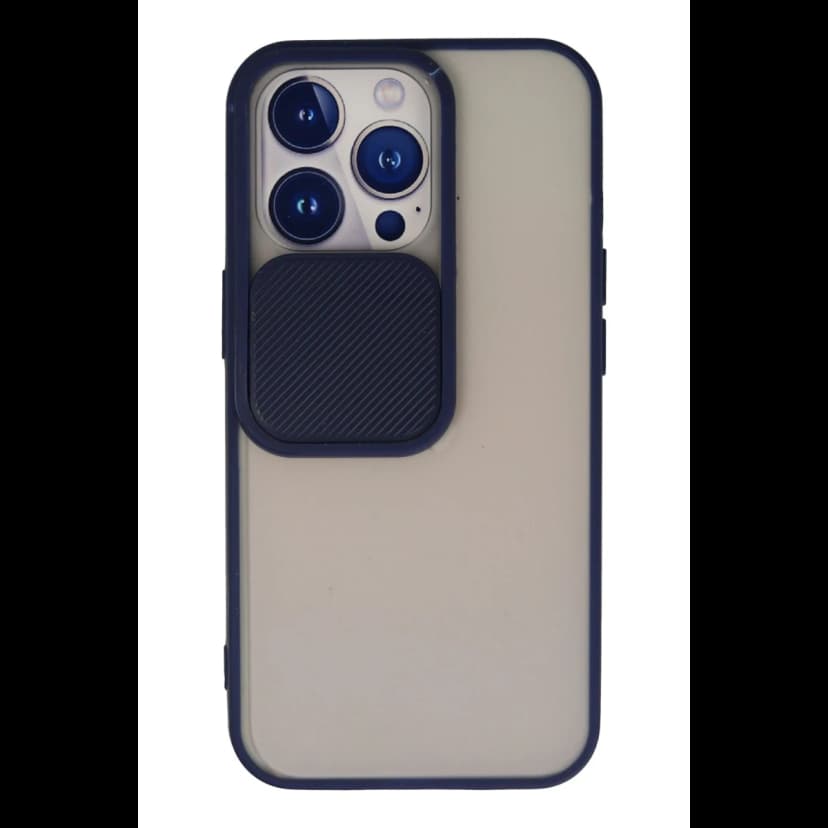 Newface Apple iPhone 13 Pro Kılıf Palm Buzlu Kamera Sürgülü Silikon - Lacivert