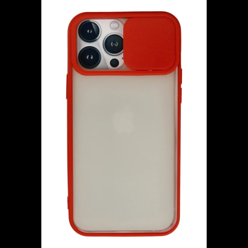 Newface Apple iPhone 13 Pro Max Kılıf Palm Buzlu Kamera Sürgülü Silikon - Kırmızı