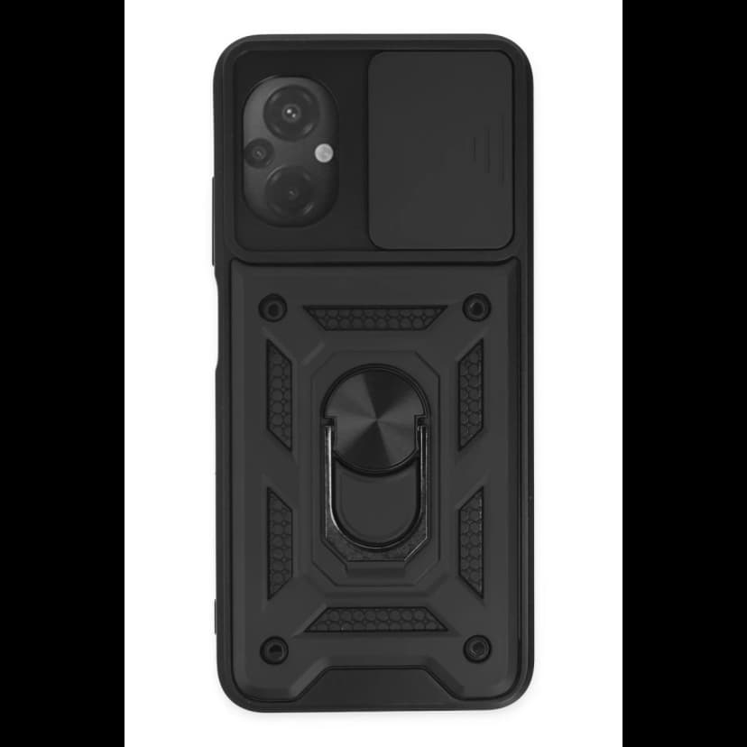 Newface Xiaomi Poco M5 Kılıf Pars Lens Yüzüklü Silikon - Siyah