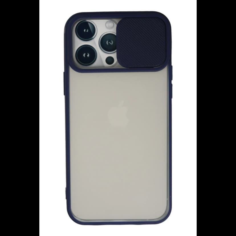 Newface Apple iPhone 13 Pro Max Kılıf Palm Buzlu Kamera Sürgülü Silikon - Lacivert