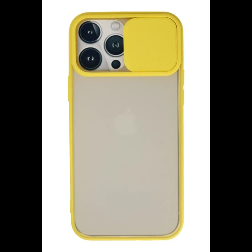 Newface Apple iPhone 13 Pro Max Kılıf Palm Buzlu Kamera Sürgülü Silikon - Sarı