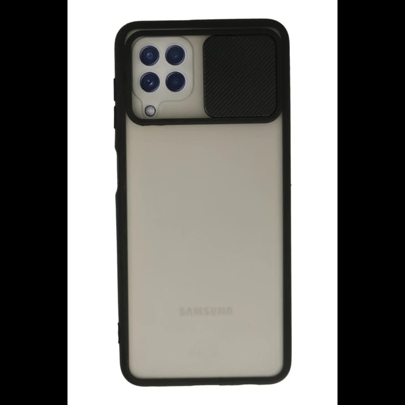 Newface Samsung Galaxy A22 Kılıf Palm Buzlu Kamera Sürgülü Silikon - Siyah