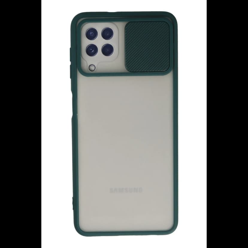 Newface Samsung Galaxy A22 Kılıf Palm Buzlu Kamera Sürgülü Silikon - Yeşil