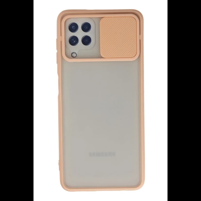 Newface Samsung Galaxy A22 Kılıf Palm Buzlu Kamera Sürgülü Silikon - Pembe