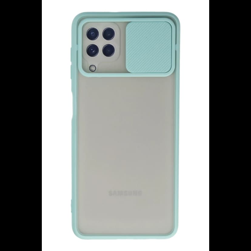 Newface Samsung Galaxy A22 Kılıf Palm Buzlu Kamera Sürgülü Silikon - Turkuaz
