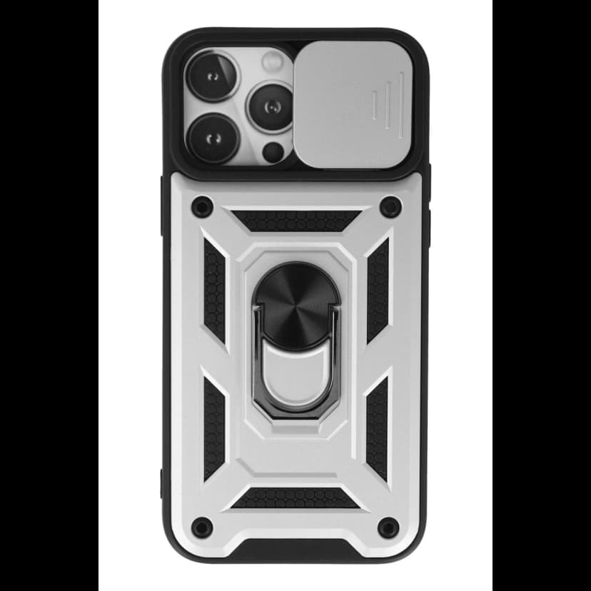 Newface Apple iPhone 13 Pro Kılıf Pars Lens Yüzüklü Silikon - Gümüş