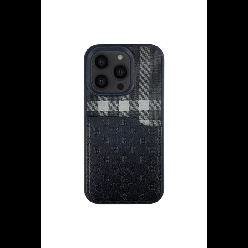 Santa Barbara Polo Racquet Club Apple iPhone 13 Pro Plaid Kartvizitli Kapak - Siyah