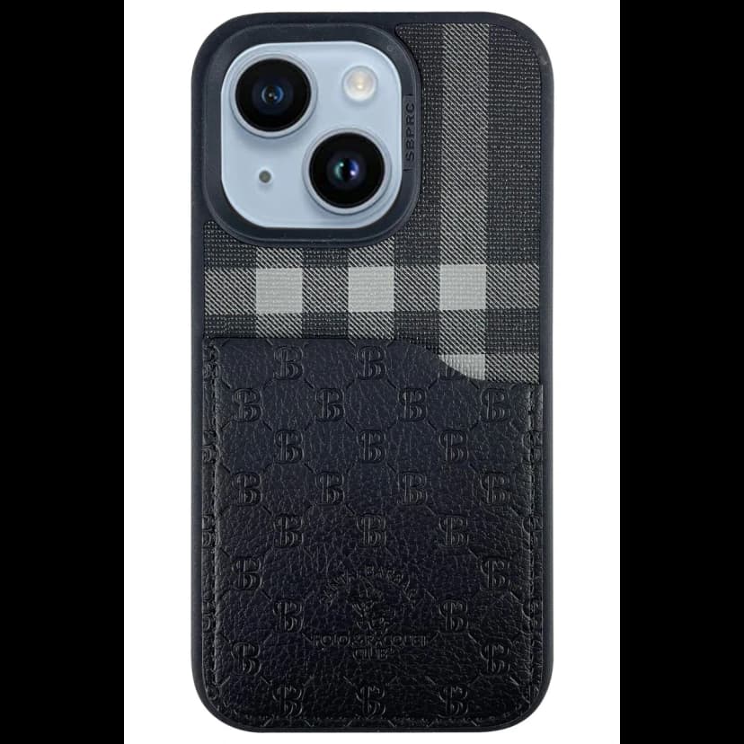Santa Barbara Polo Racquet Club Apple iPhone 14 Plaid Kartvizitli Kapak - Siyah