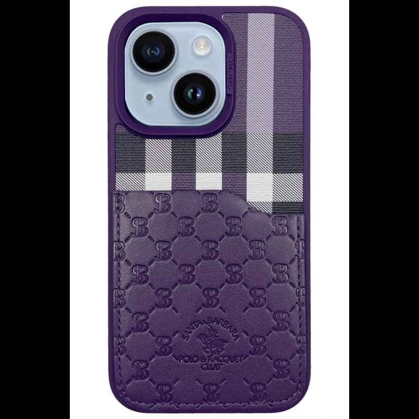 Santa Barbara Polo Racquet Club Apple iPhone 14 Plaid Kartvizitli Kapak - Mor