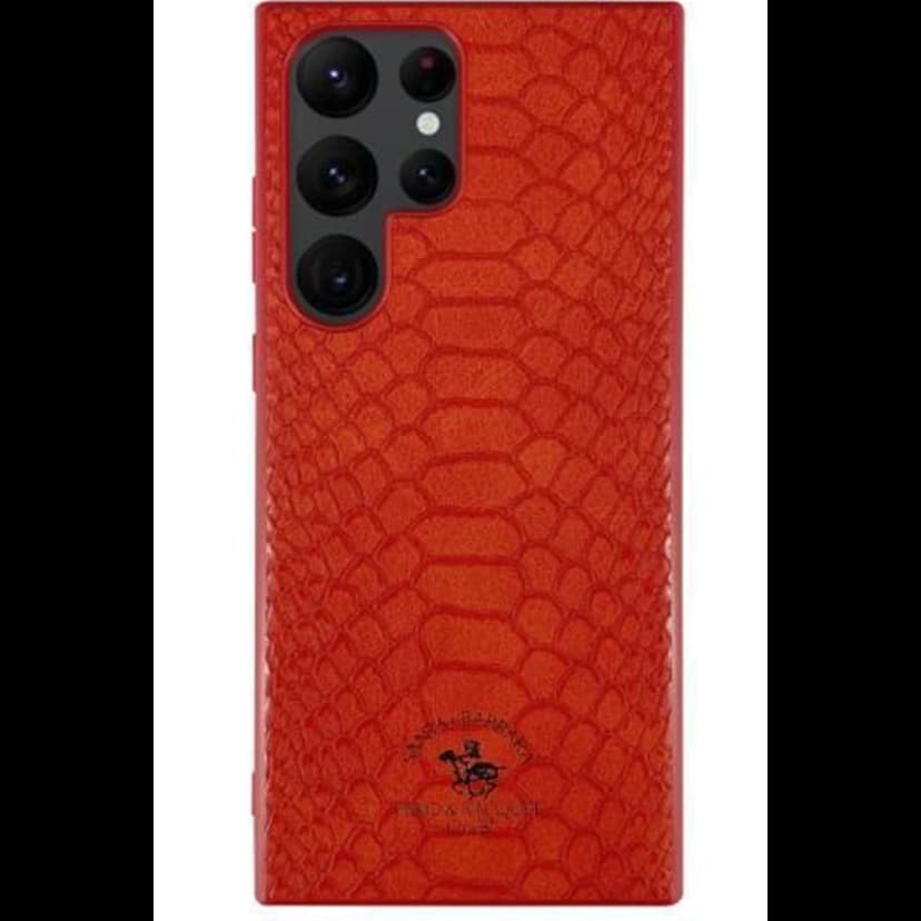 Santa Barbara Polo Racquet Club Samsung Galaxy S22 Ultra Knight Deri Kapak - Kırmızı
