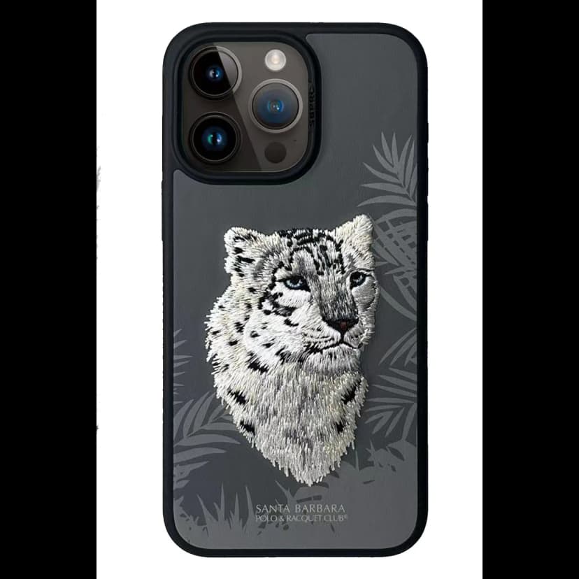 Santa Barbara Polo Racquet Club Apple iPhone 15 Pro Savanna Kapak - Snow Leopard Titan Gri