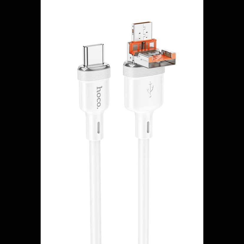 Hoco. U131 1.2M 2in1 USB ve Type-C to Type-C Şarj Data Kablosu - Beyaz
