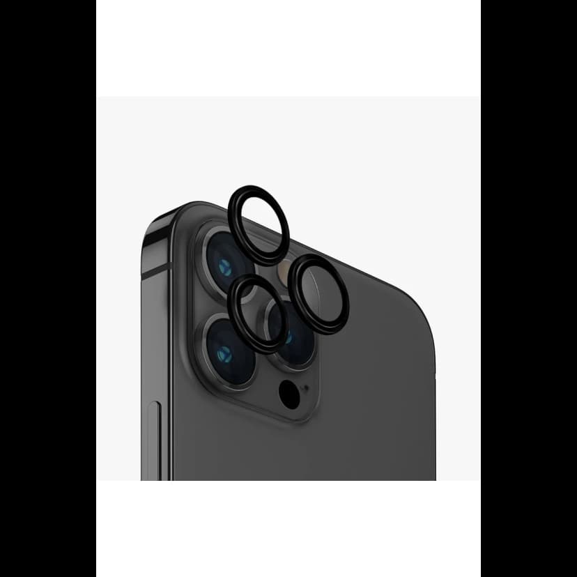 Uniq Apple iPhone 15 Pro Max Optix Alüminyum Kamera Lens Koruyucu - Siyah