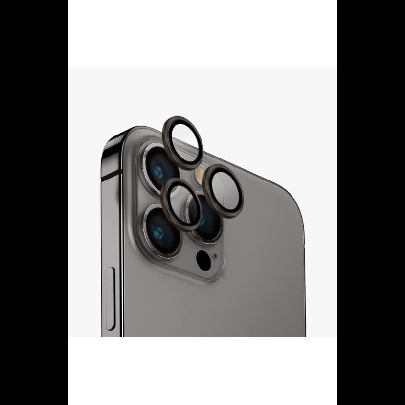 Uniq Apple iPhone 15 Pro Max Optix Alüminyum Kamera Lens Koruyucu - Gri