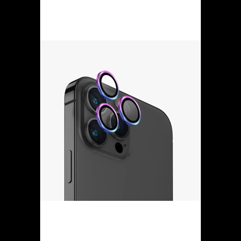 Uniq Apple iPhone 15 Pro Max Optix Alüminyum Kamera Lens Koruyucu - Gökkuşağı