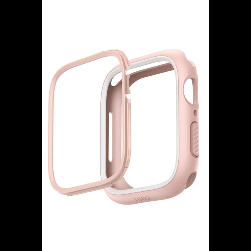 Uniq Apple Watch 41mm Moduo Camlı Kasa Ekran Koruyucu - Pembe-Beyaz