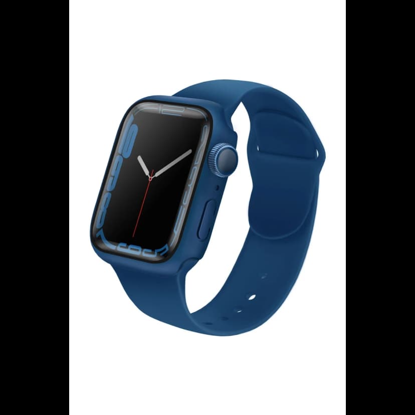 Uniq Apple Watch 45mm Legion Camlı Silikon Kasa Koruyucu - Mavi