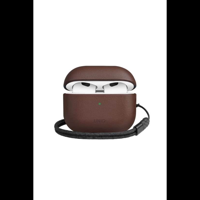 Uniq Apple Airpods 3 (3.nesil) Terra Genuine Deri Kılıf - Kahverengi