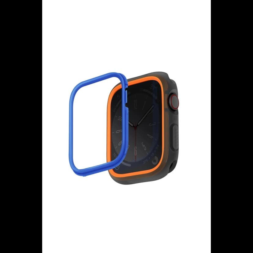 Uniq Apple Watch 45mm Moduo Camlı Kasa Ekran Koruyucu - Turuncu-Mavi