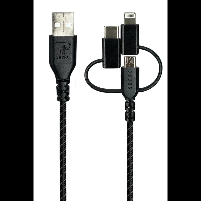 Santa Barbara Polo Racquet Club Basil 3in1 USB to Type-C Lightning ve Micro Çıkışlı Data Şarj Kablosu - Siyah