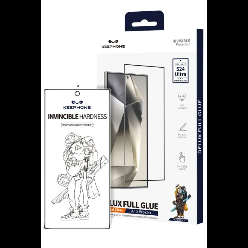 Keephone Samsung Galaxy S24 Ultra Delux Full Glue 2.5D Cam Ekran Koruyucu - Siyah