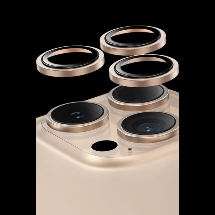 Keephone Apple iPhone 16 Pro Max Capital Alüminyum AR Kamera Lens Koruyucu - Çöl Titanyum