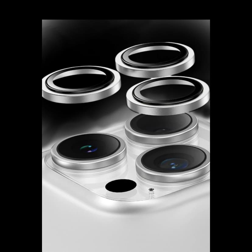 Keephone Apple iPhone 16 Pro Max Capital Alüminyum AR Kamera Lens Koruyucu - Beyaz Titanyum