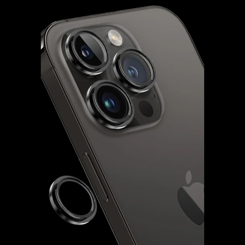 Keephone Apple iPhone 14 Pro Max Capital Alüminyum AR Kamera Lens Koruyucu - Siyah