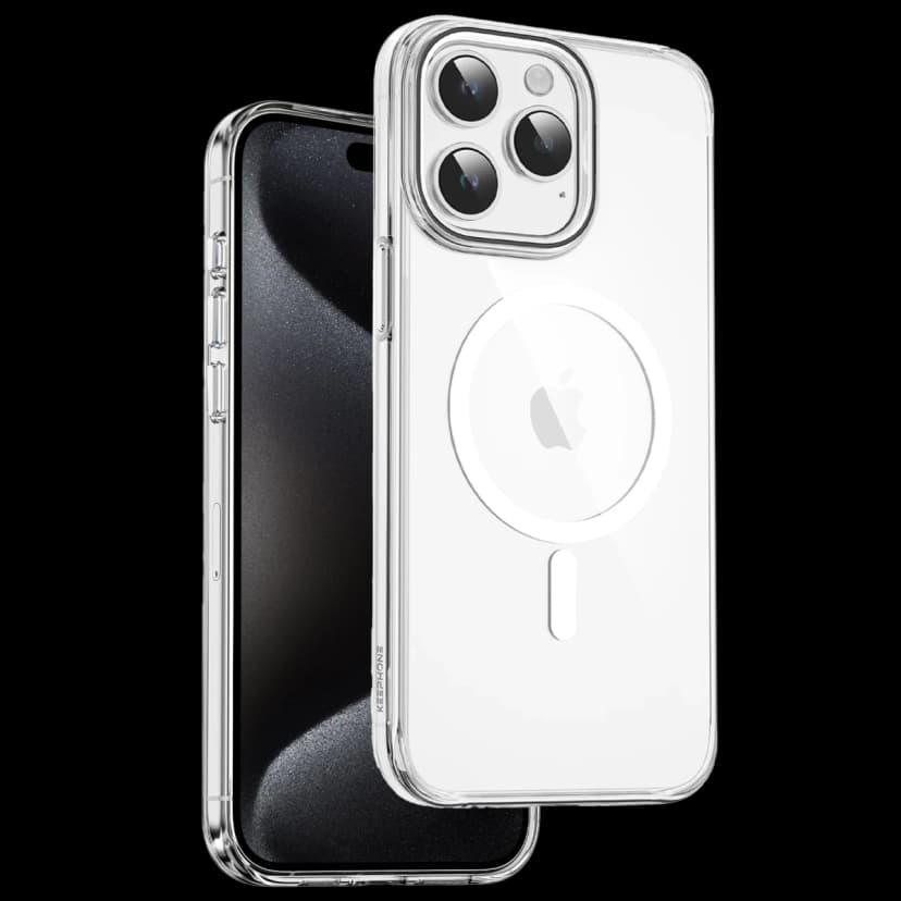 Keephone Apple iPhone 15 Pro Max Aurora Şeffaf Magsafe Kılıf - Şeffaf