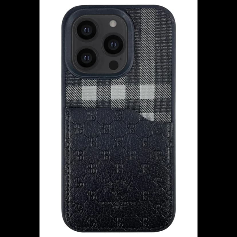 Santa Barbara Polo Racquet Club Apple iPhone 13 Pro Max Plaid Kartvizitli Kapak - Siyah