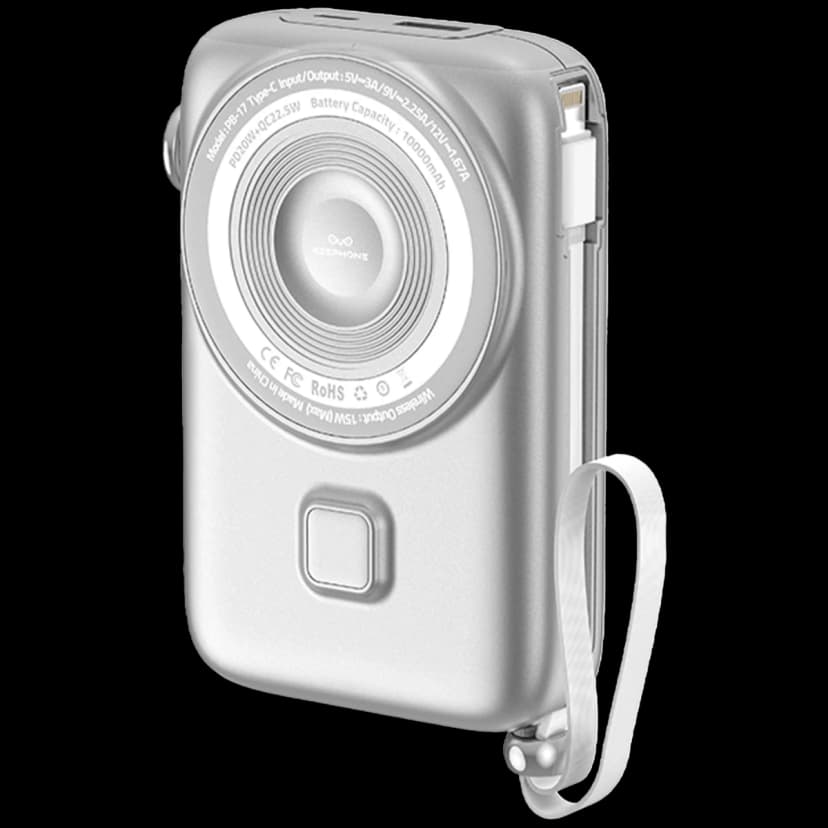 Keephone PB17 RapidPower 10.000 mAh 20W Type-C 20W Lightning 22.5W USB 15W Kablosuz Şarj PD Magsafe Powerbank - Gümüş