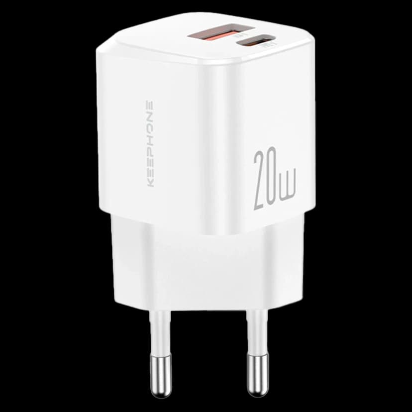 Keephone Rapid CH23061 1 Adet 20W Type-C ve 1 Adet 18W USB Çıkışlı PD Şarj Cihazı - Beyaz