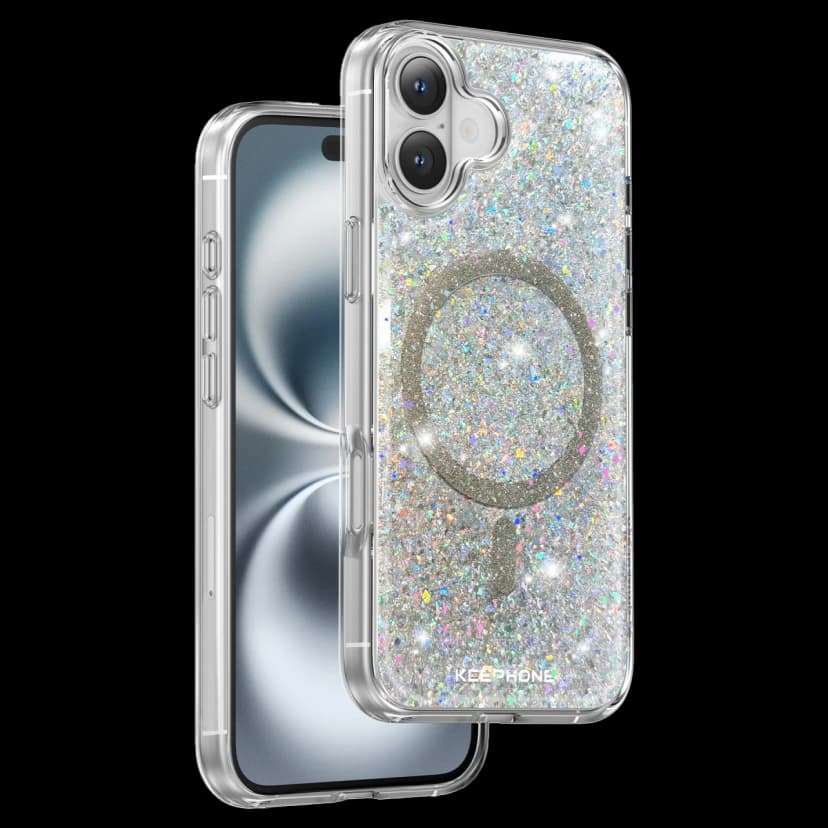 Keephone Apple iPhone 16 Plus Interstellar Glitter Magsafe Kılıf - Gümüş