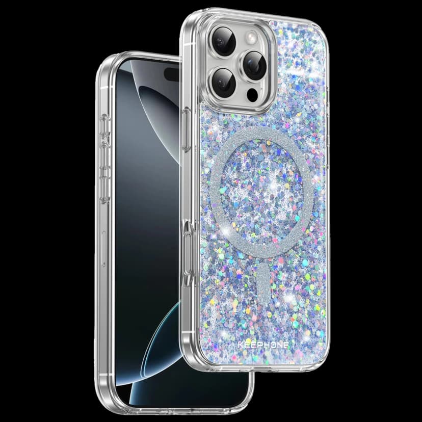 Keephone Apple iPhone 16 Pro Max Interstellar Glitter Magsafe Kılıf - Mavi