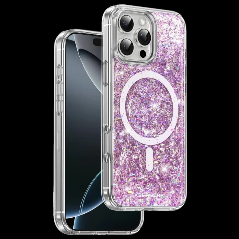 Keephone Apple iPhone 16 Pro Max Interstellar Glitter Magsafe Kılıf - Mor