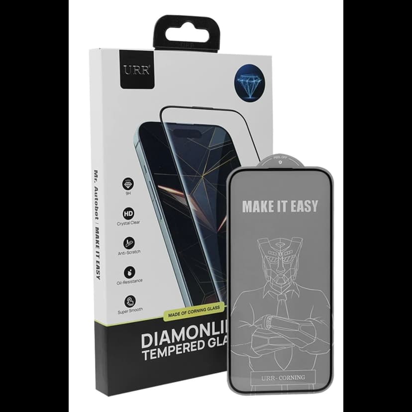 URR Apple iPhone 16 Pro Max Diamonlike Corning Glass 3X Shatterproof Sapphire Cam Ekran Koruyucu - Siyah