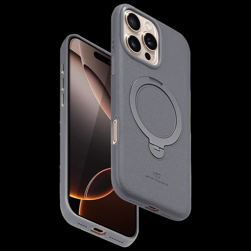HDD Apple iPhone 16 Pro Vapor Deri Magsafe Standlı Kılıf - Titan Gri