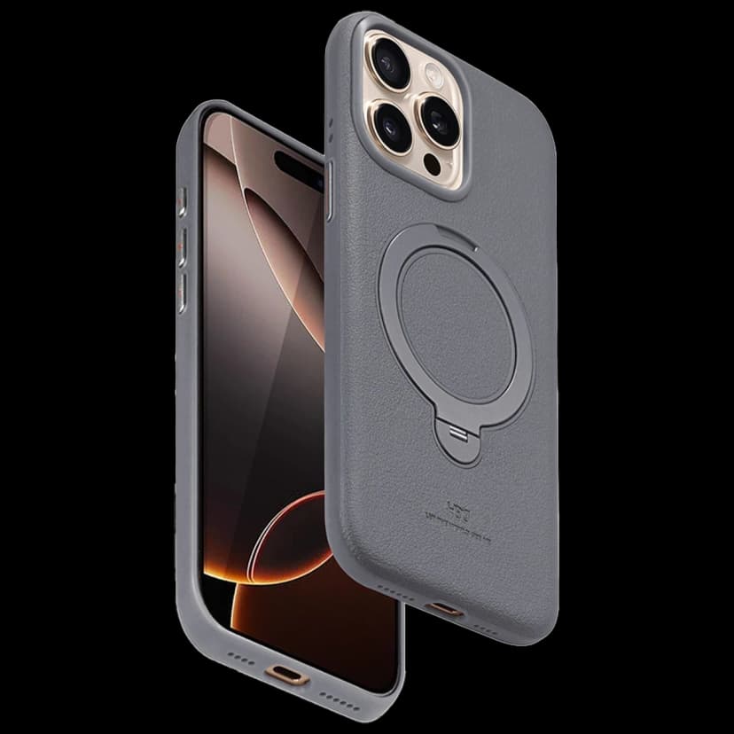 HDD Apple iPhone 14 Pro Max Vapor Deri Magsafe Standlı Kılıf - Titan Gri