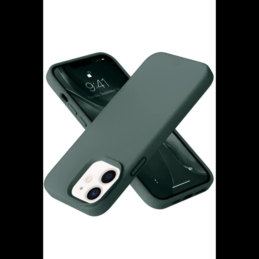 Newface Apple iPhone 12 Kılıf Nano içi Kadife Silikon - Koyu Yeşil
