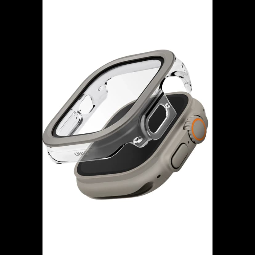 Uniq Apple Watch 49mm Voute Camlı Kasa Ekran Koruyucu - Titan Gri