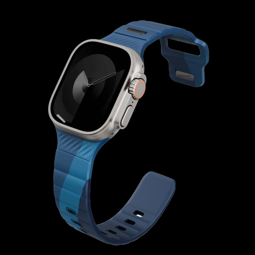 Uniq Apple Watch Ultra 49mm Stride Rubber FKM Designer Edition Silikon Kordon - Lacivert-Mavi