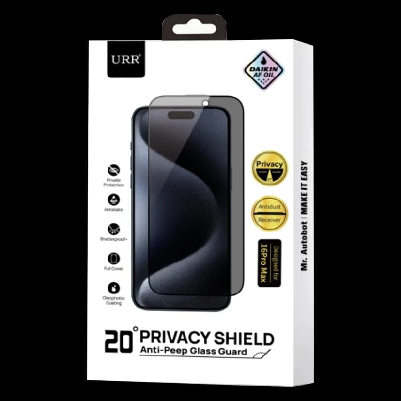 URR Apple iPhone 14 2.5D HD 20º Privacy Cam Ekran Koruyucu - Siyah