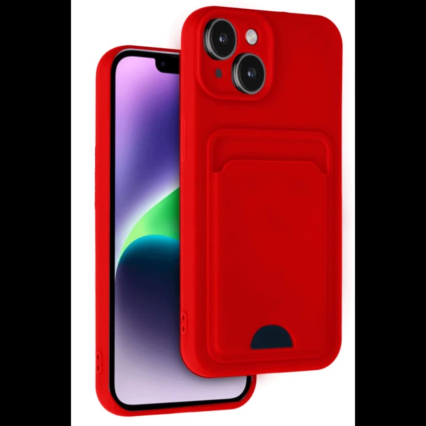 Newface Apple iPhone 14 Kılıf Kelvin Kartvizitli Silikon - Kırmızı