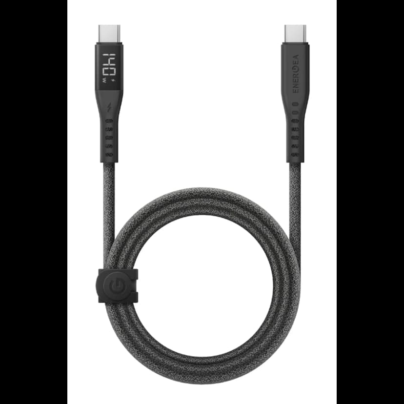 Energea Flow 1.5M 240W Dijital Göstergeli Type-C to Type-C PD Hızlı Şarj Kablo - Siyah