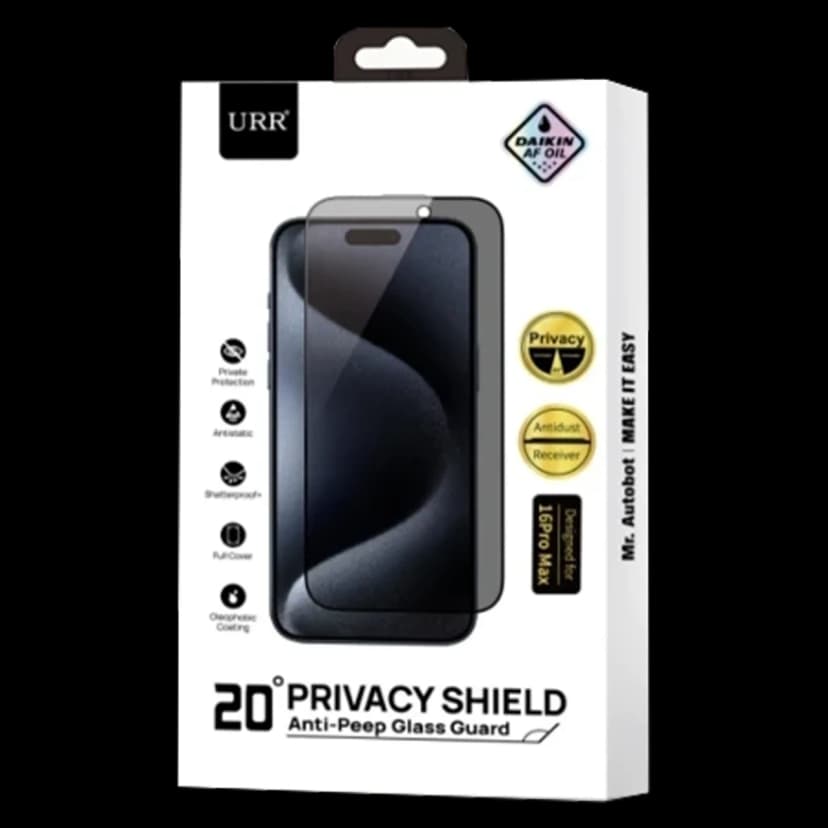 URR Apple iPhone 16 Plus HD Privacy Cam Ekran Koruyucu - Siyah