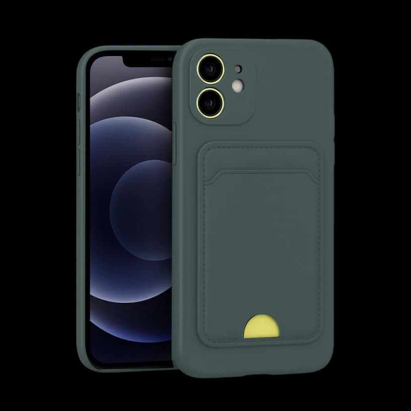 Newface Apple iPhone 11 Kılıf Kelvin Kartvizitli Silikon - Koyu Yeşil